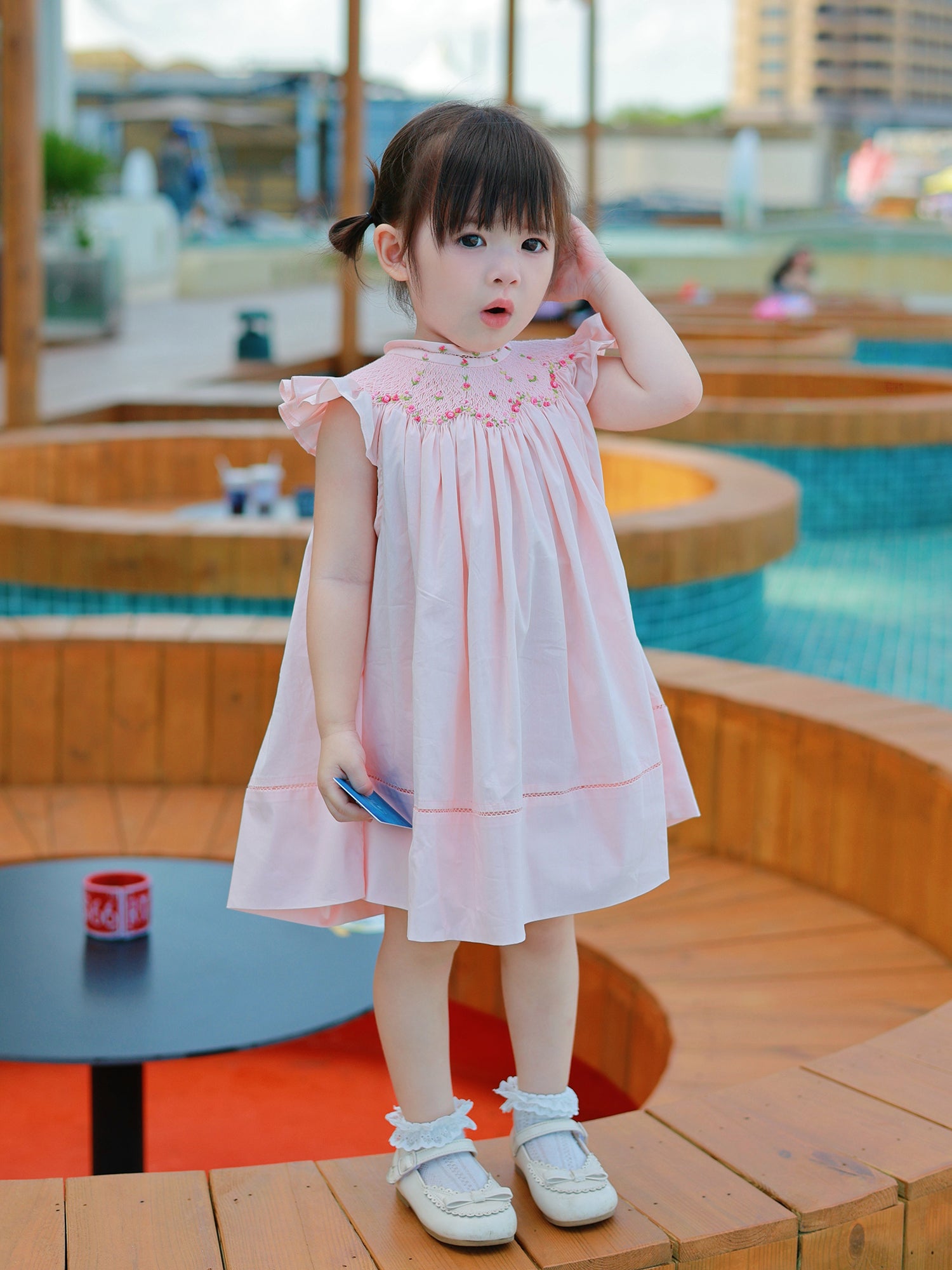 Pink Hand-Smocked Baby Girl Dress