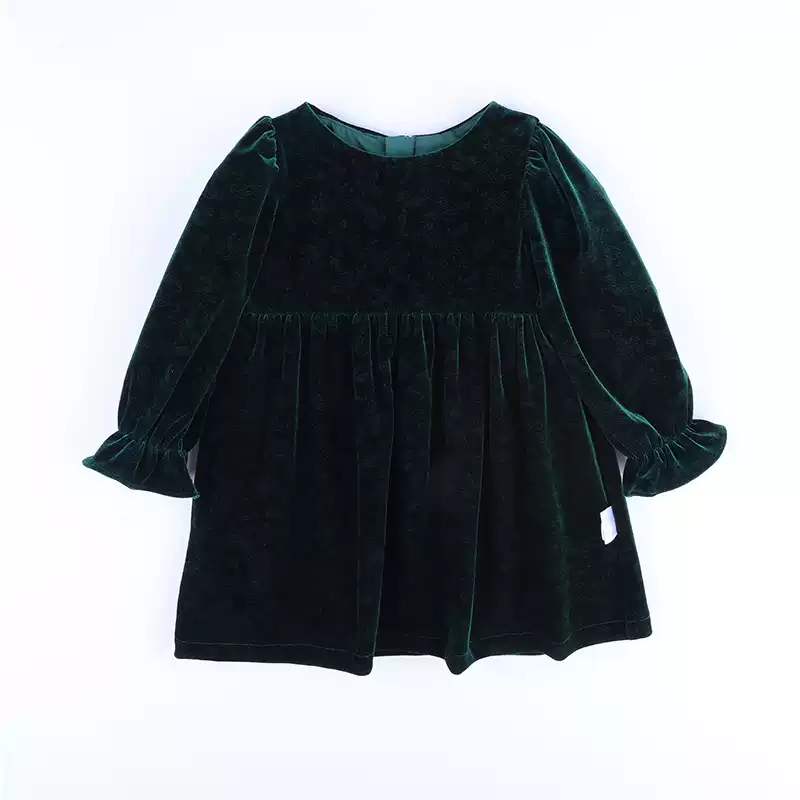 Forest Green Velvet Smocked Holiday Dress