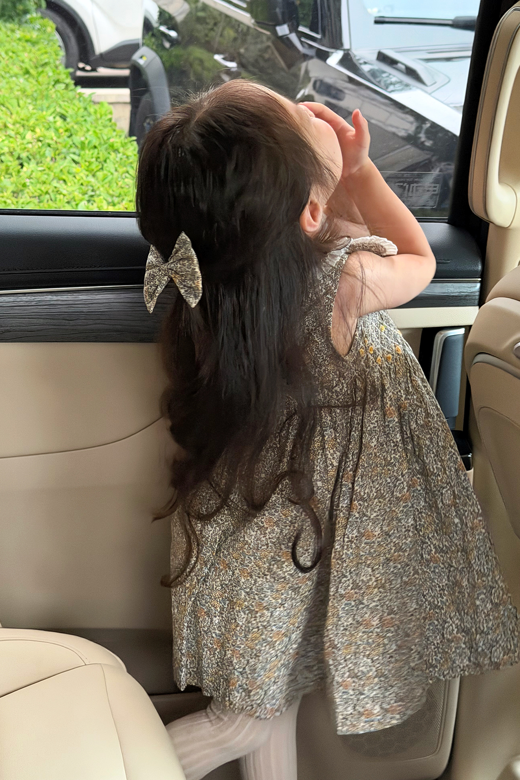 Vintage Floral Hand-Smocked Dress+ Matching Knit Cardigan.