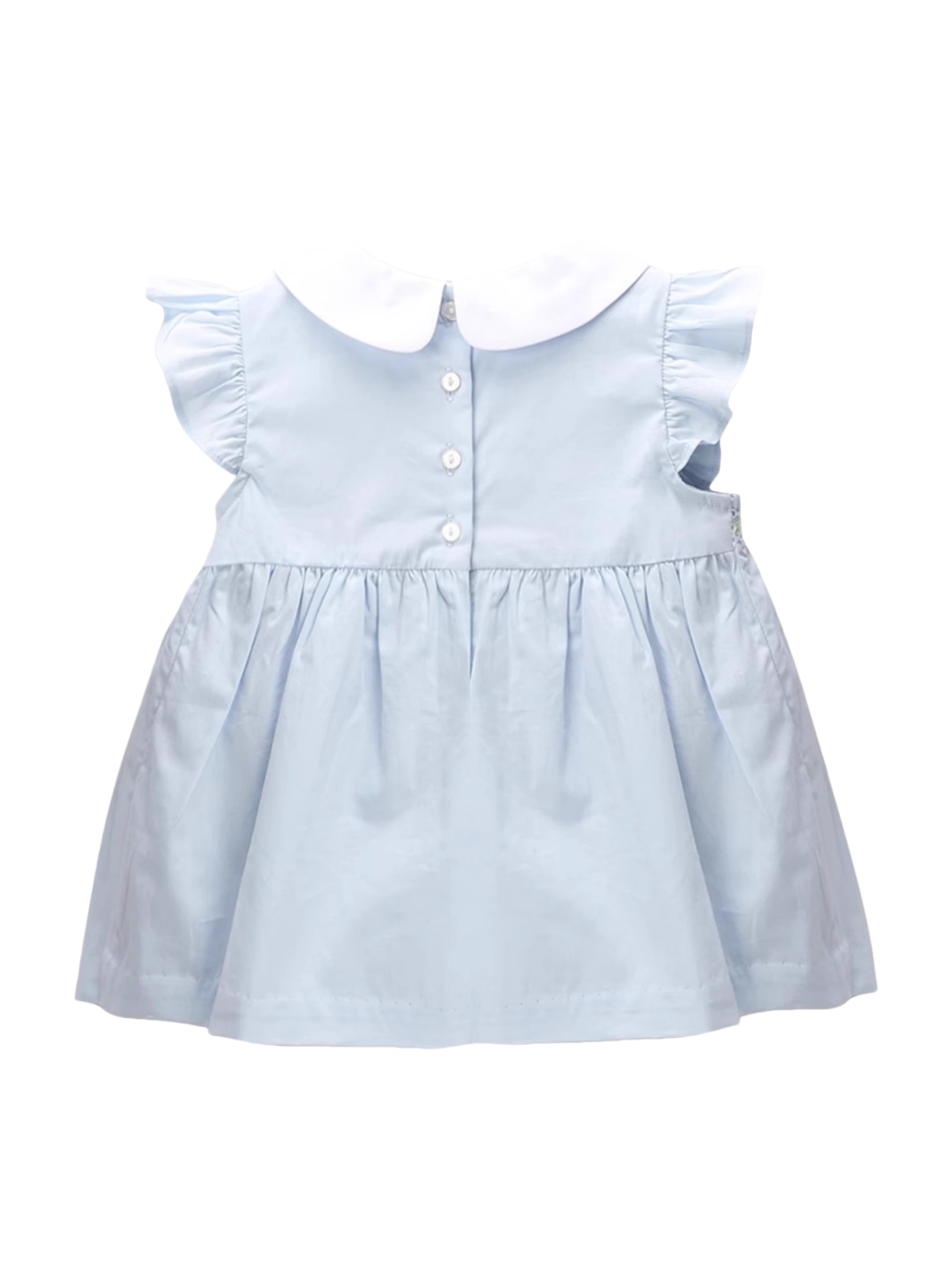 Blue Smocked Baby Girl Outfit – Hand-Embroidered 2-Piece Set