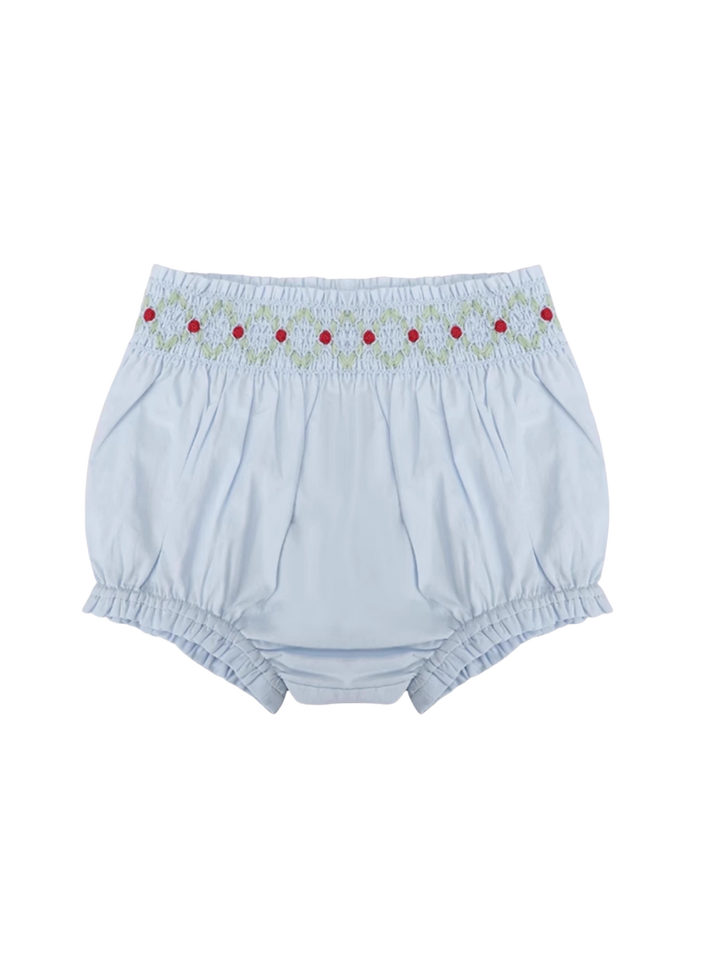 Blue Smocked Baby Girl Outfit – Hand-Embroidered 2-Piece Set