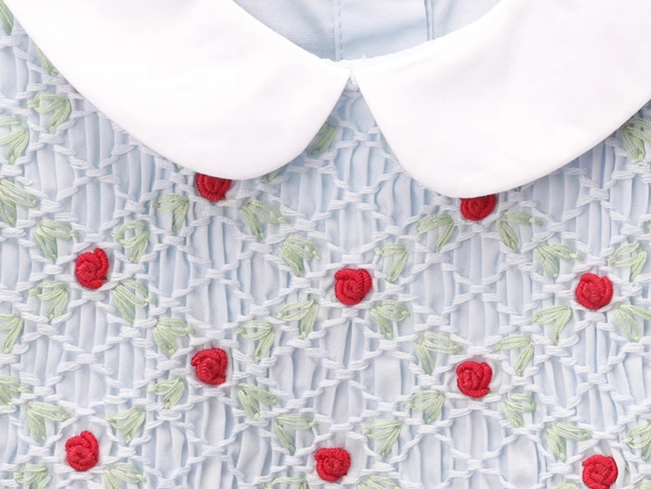 Blue Smocked Baby Girl Outfit – Hand-Embroidered 2-Piece Set