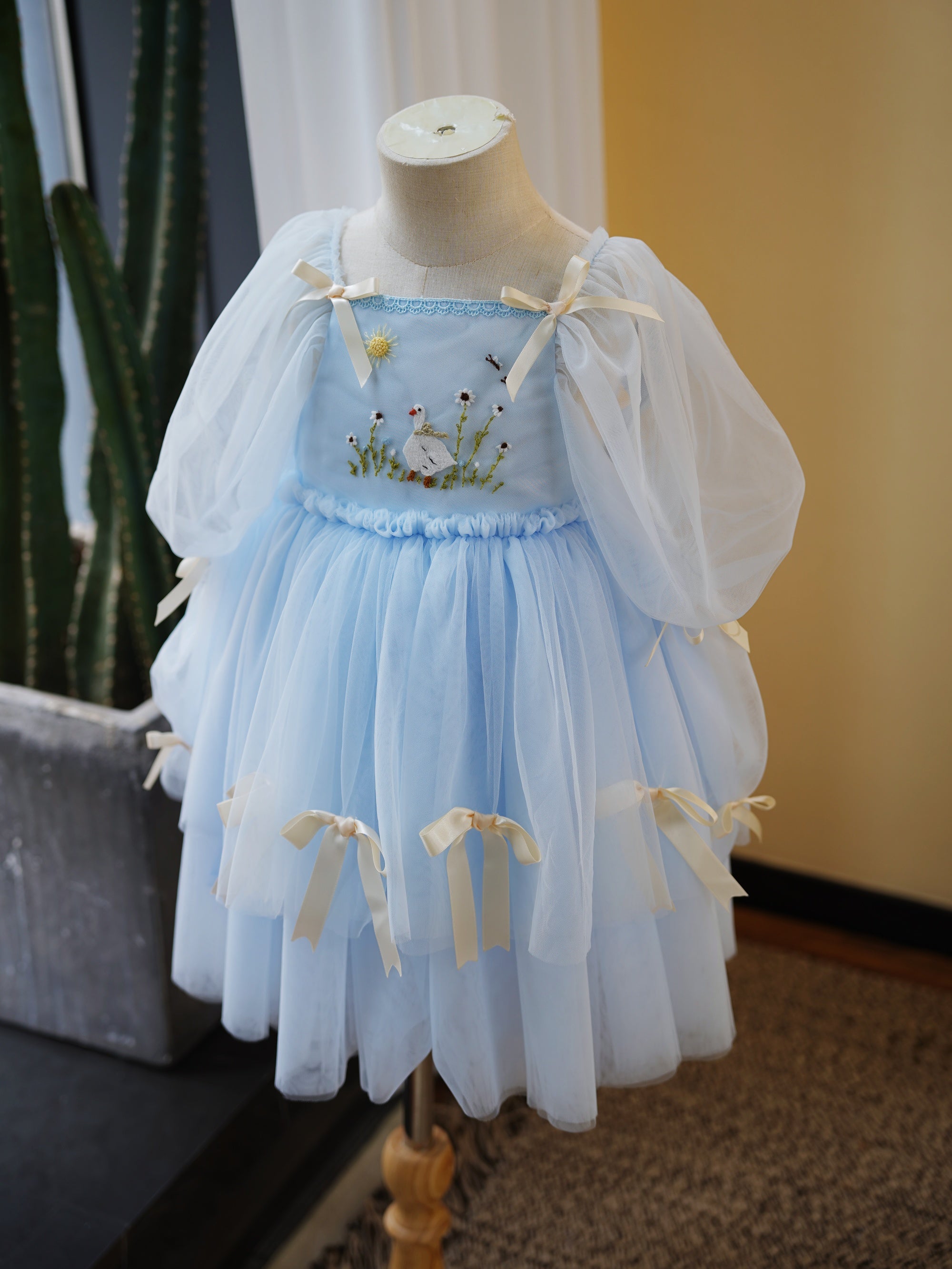 Light Blue Silly Goose Embroidered Dress Pro Order
