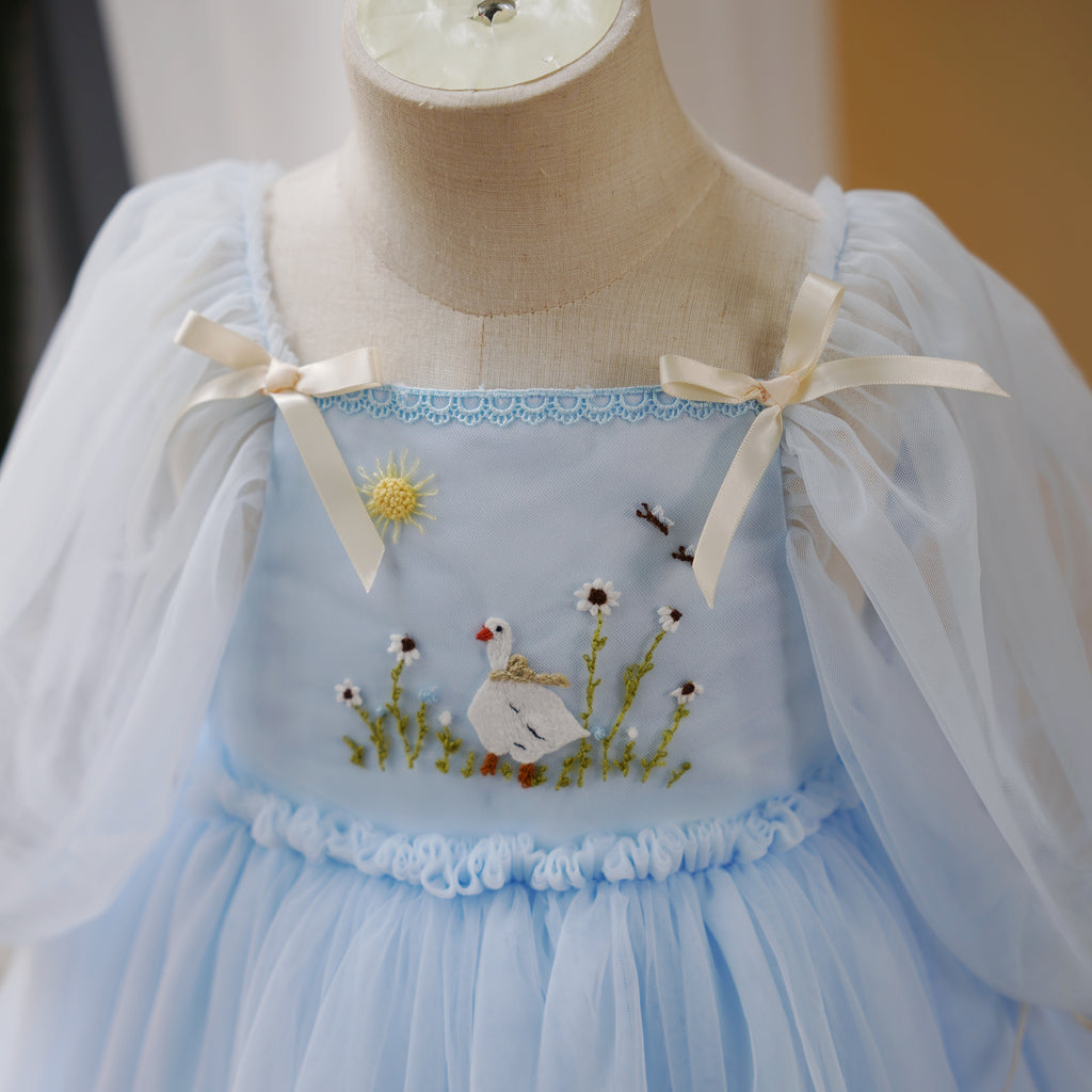 Light Blue Silly Goose Embroidered Dress Pro Order