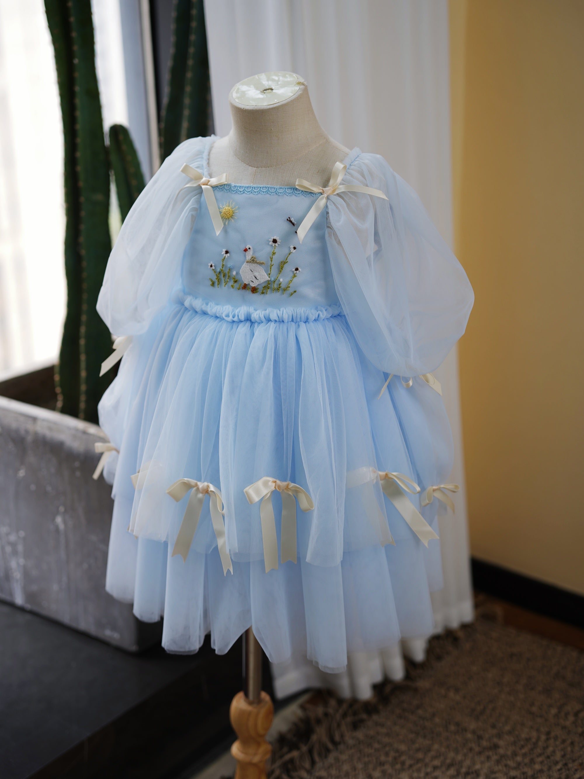 Light Blue Silly Goose Embroidered Dress Pro Order