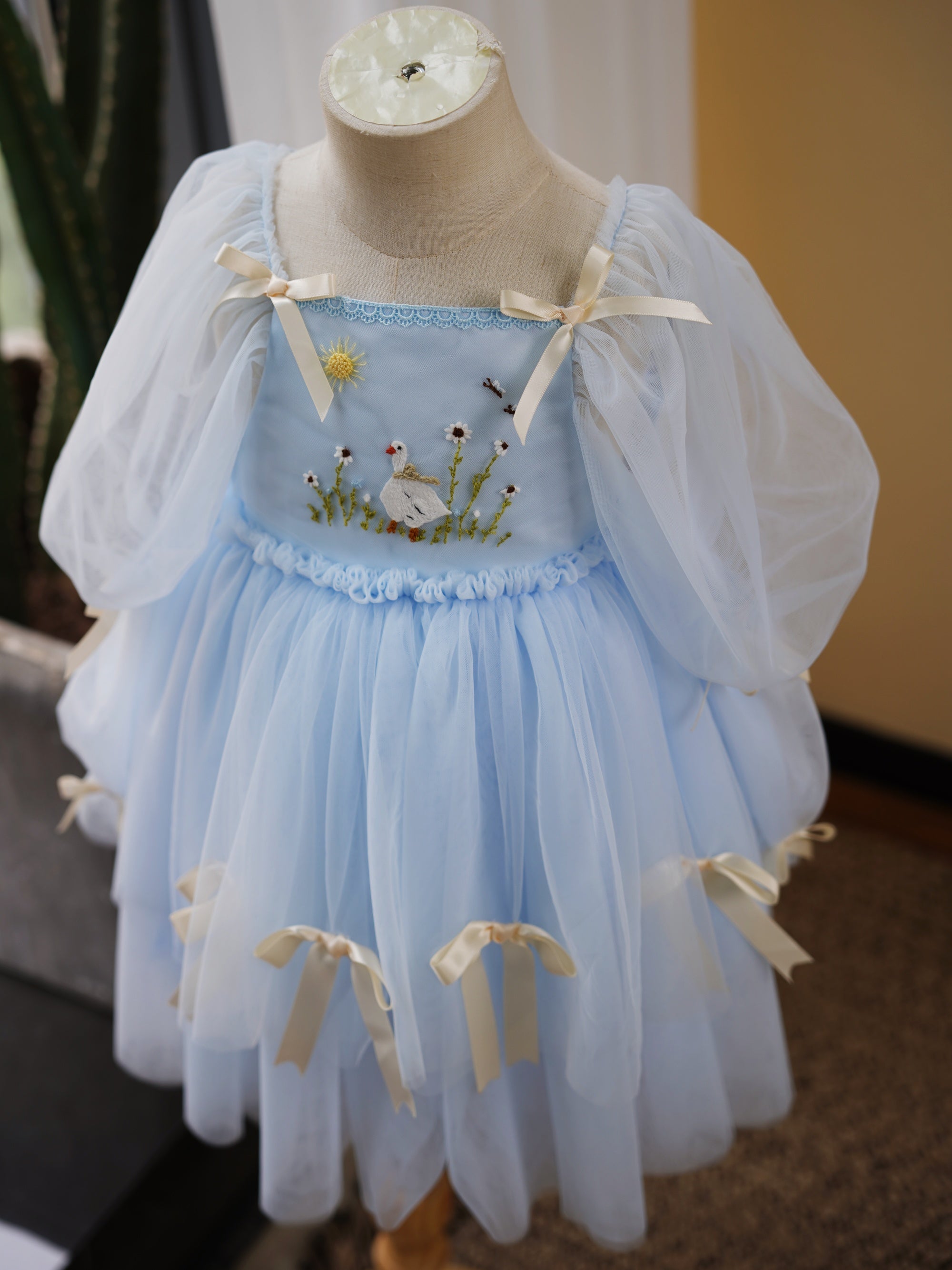 Light Blue Silly Goose Embroidered Dress Pro Order