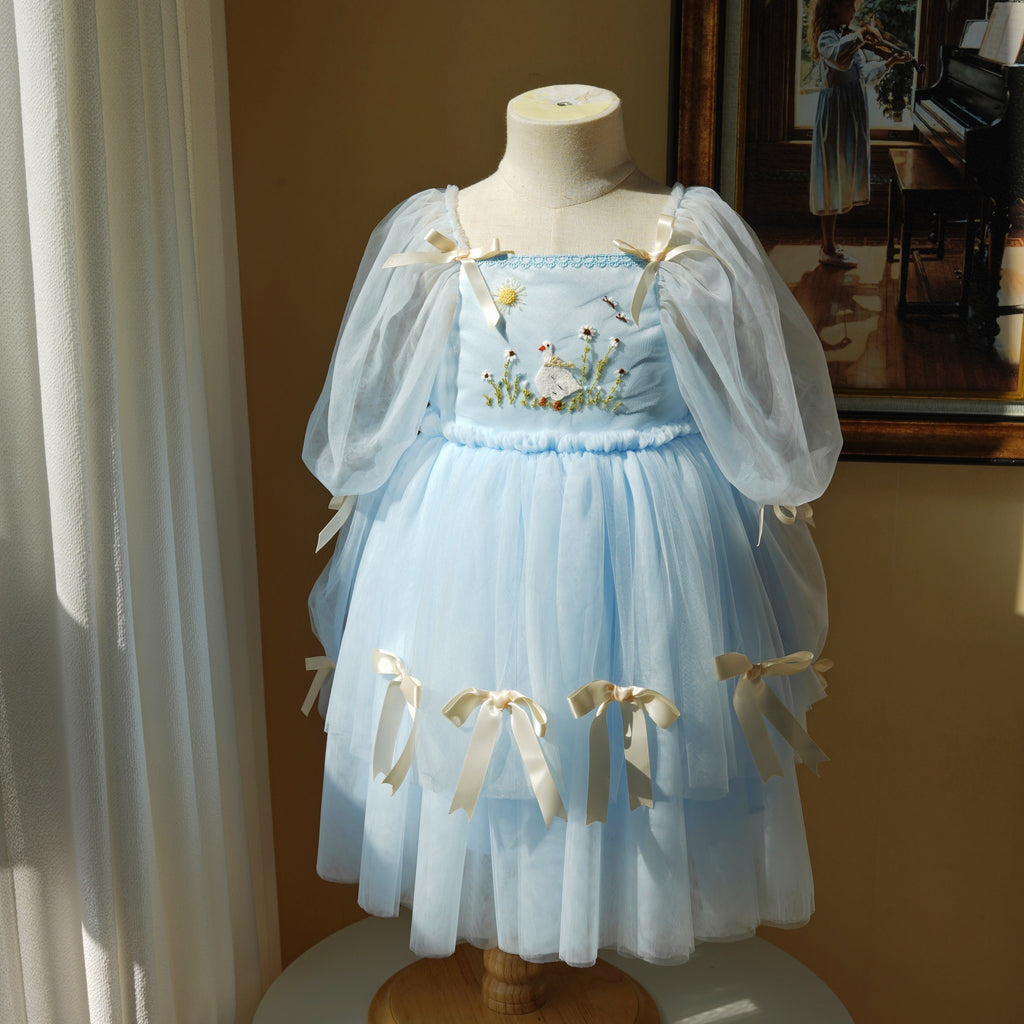 Light Blue Silly Goose Embroidered Dress Pro Order