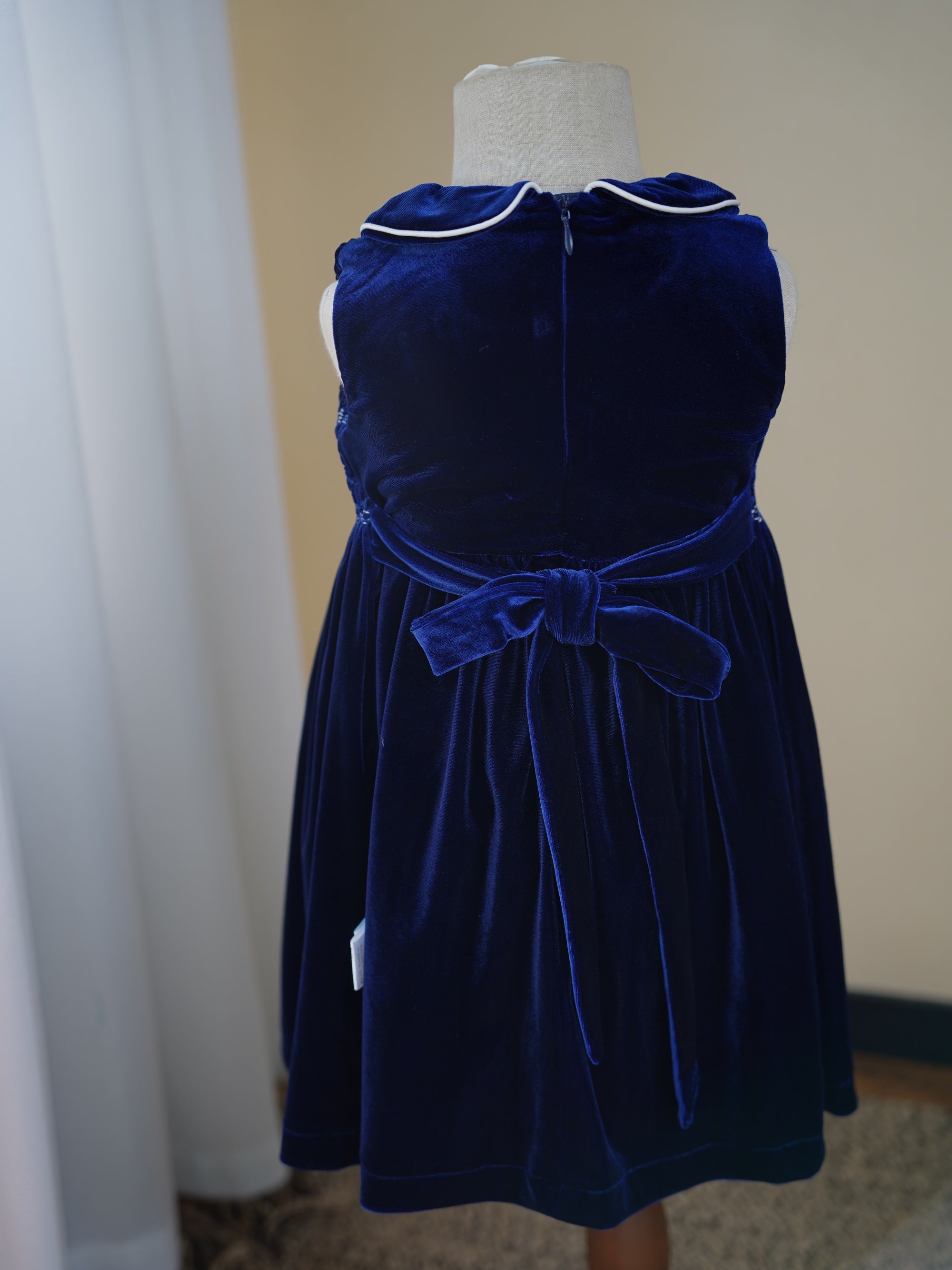 Navy Velvet Smocked Dress Set