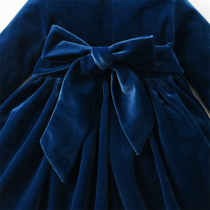 Navy Velvet Hand-Smocked Dress