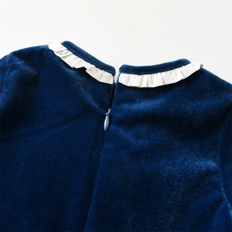 Navy Velvet Hand-Smocked Dress