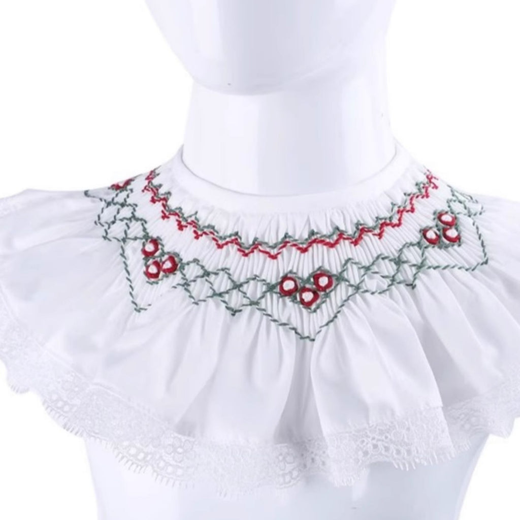 Deep Red Velvet  Smocked Collar Holiday Dress