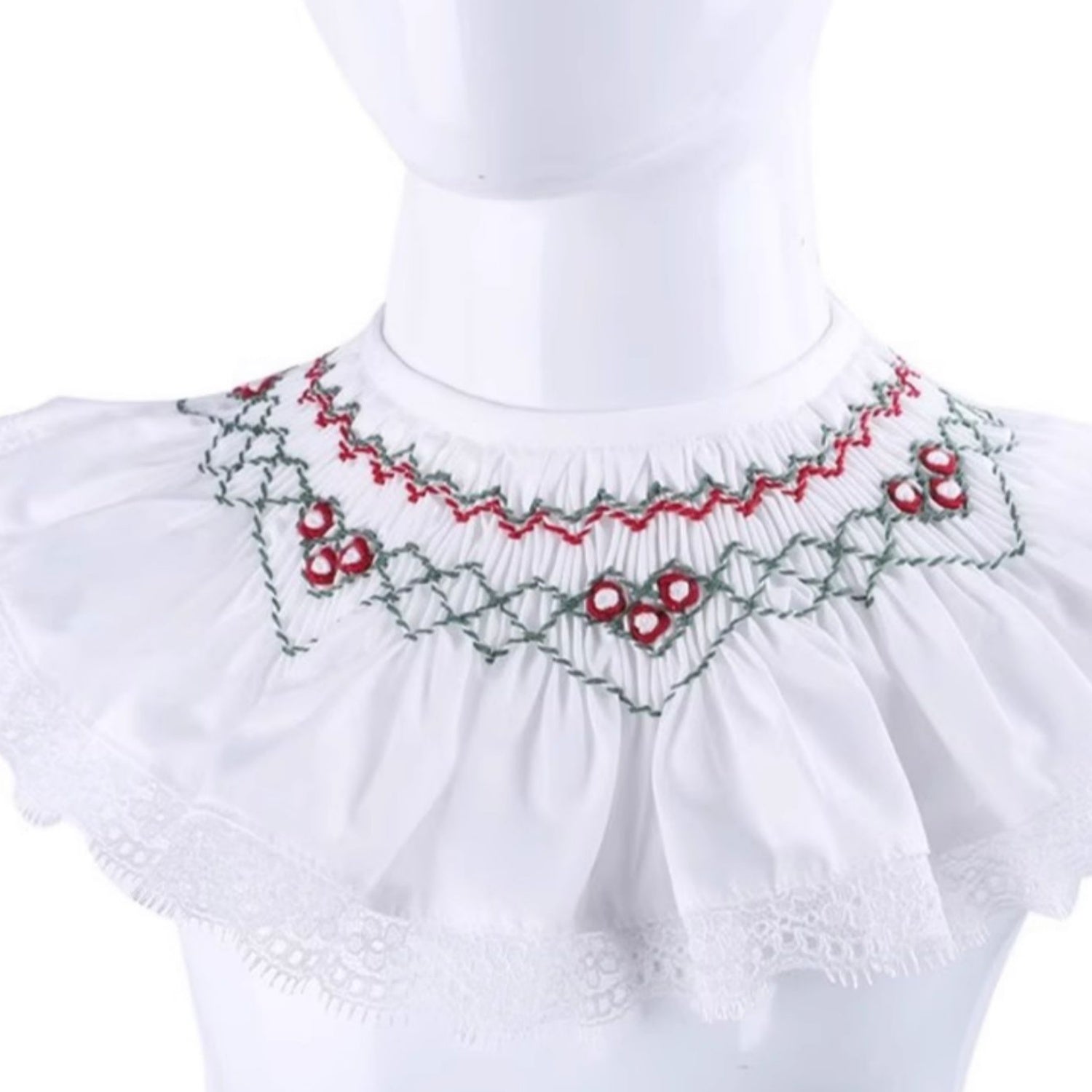 Deep Red Velvet  Smocked Collar Holiday Dress