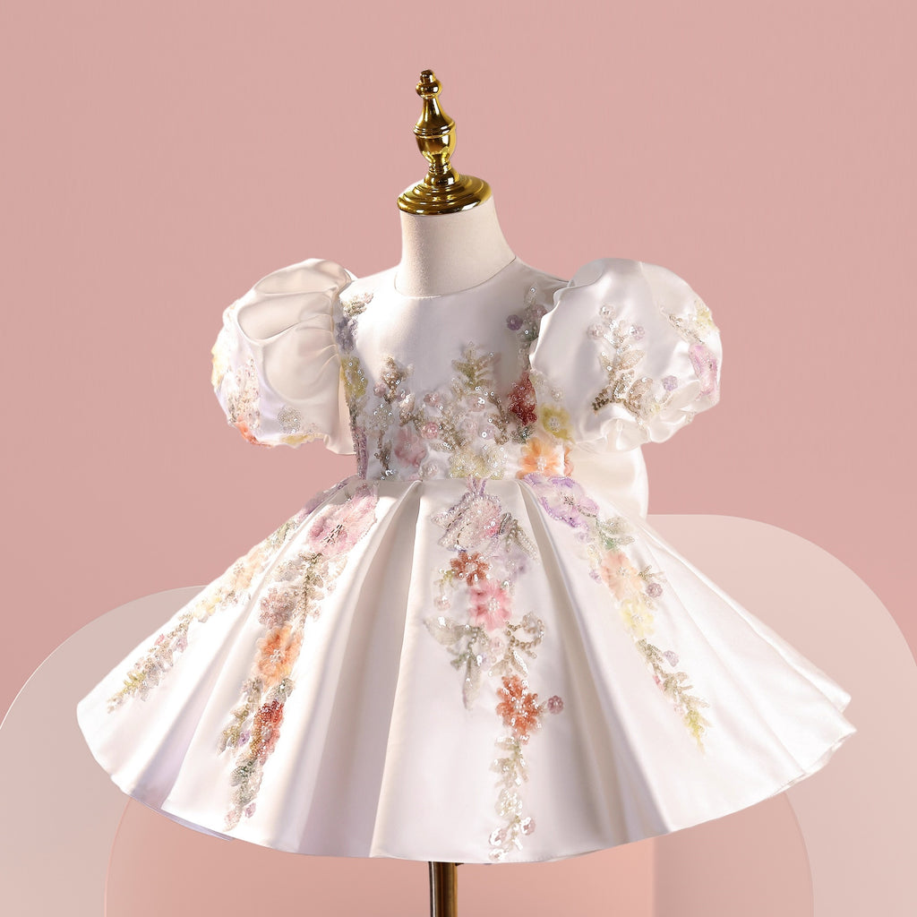 Pastel Hand-Beaded Flower Girl Dress