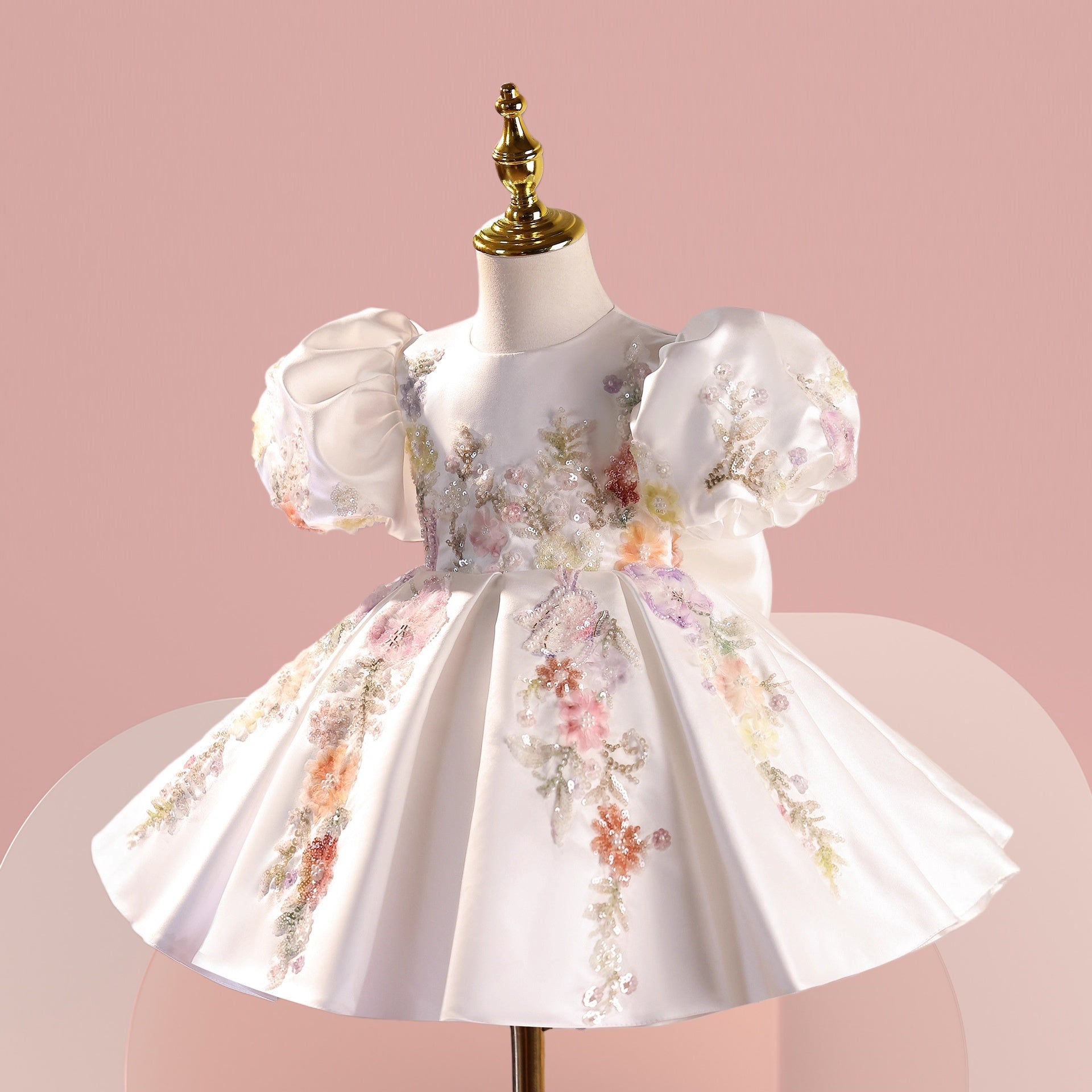 Pastel Hand-Beaded Flower Girl Dress