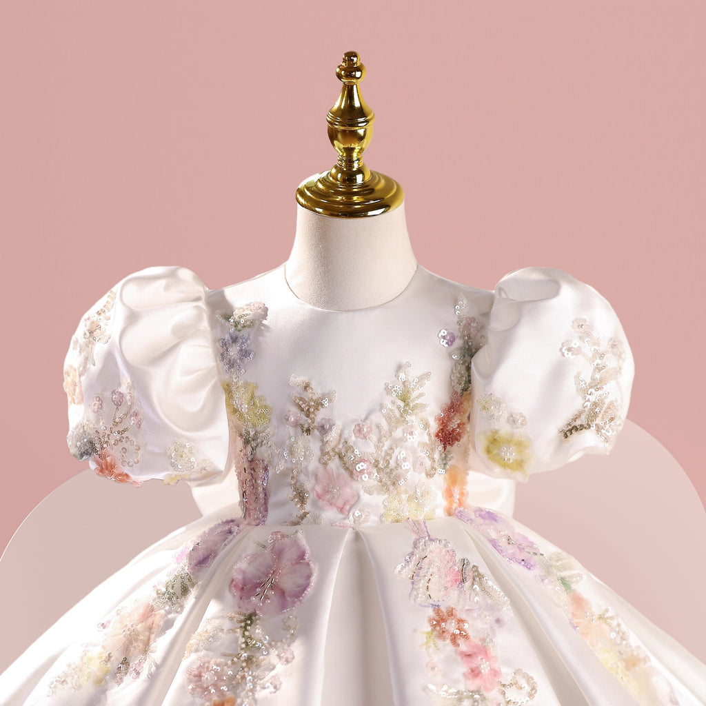 Pastel Hand-Beaded Flower Girl Dress