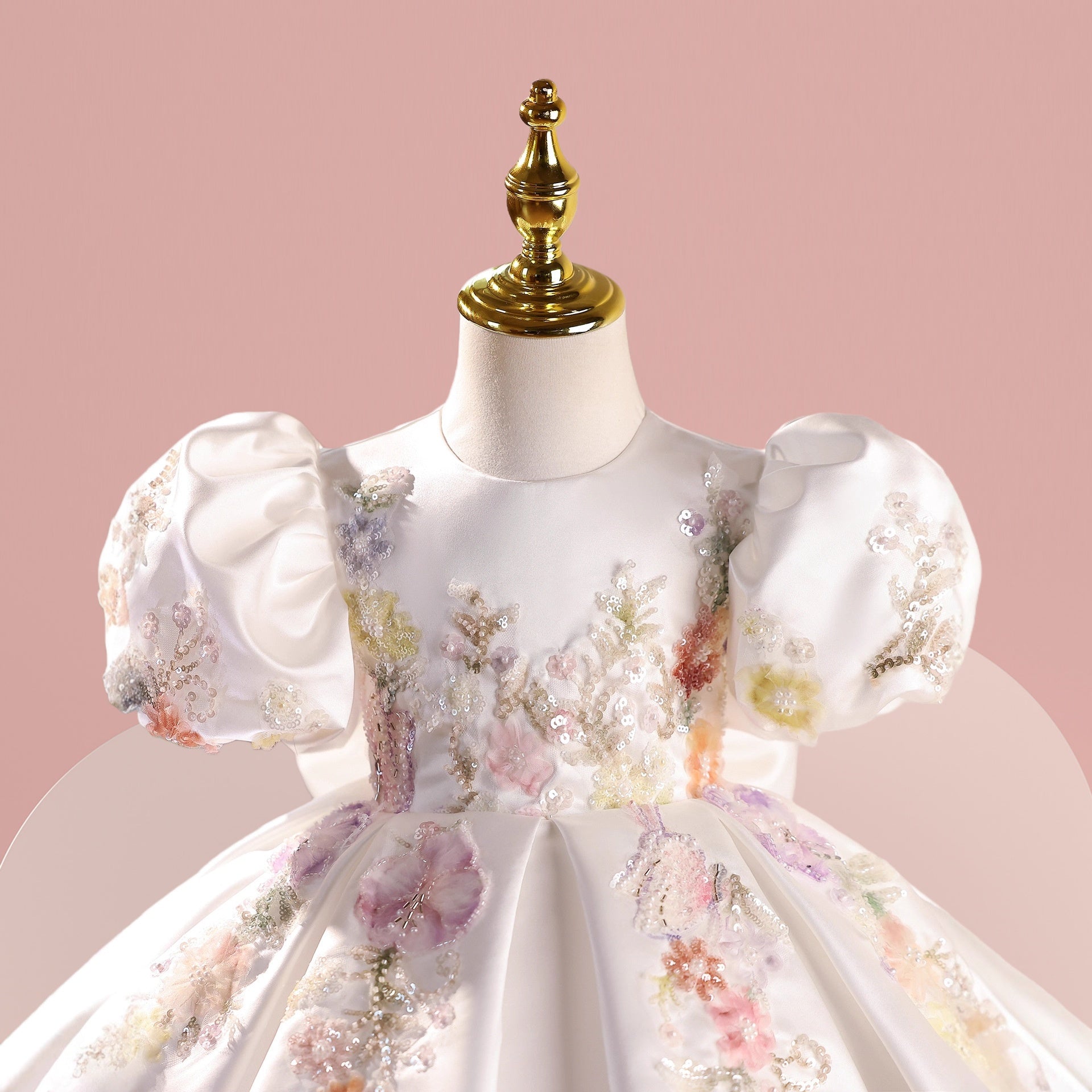 Pastel Hand-Beaded Flower Girl Dress