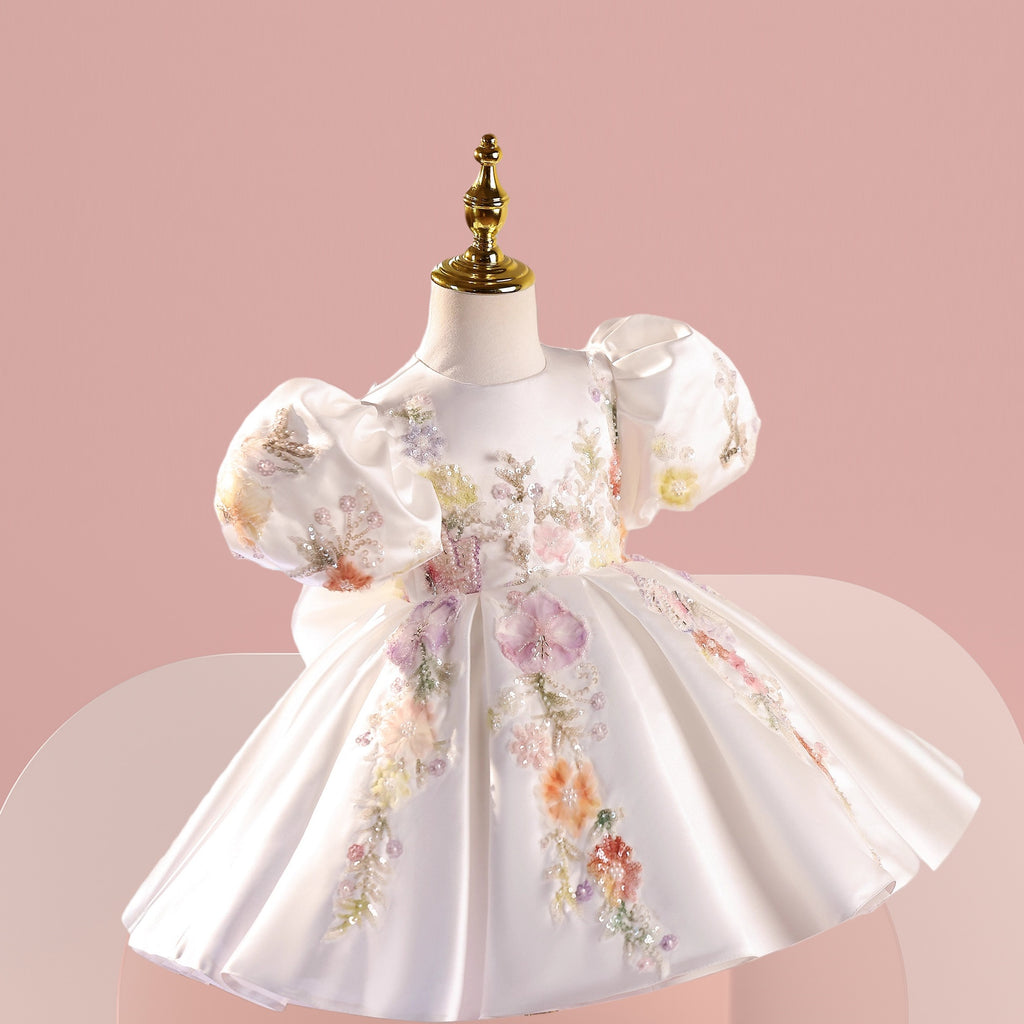 Pastel Hand-Beaded Flower Girl Dress