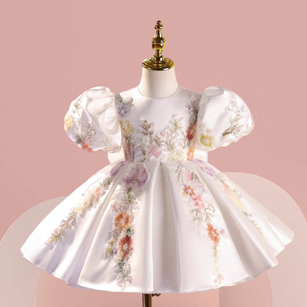 Pastel Hand-Beaded Flower Girl Dress
