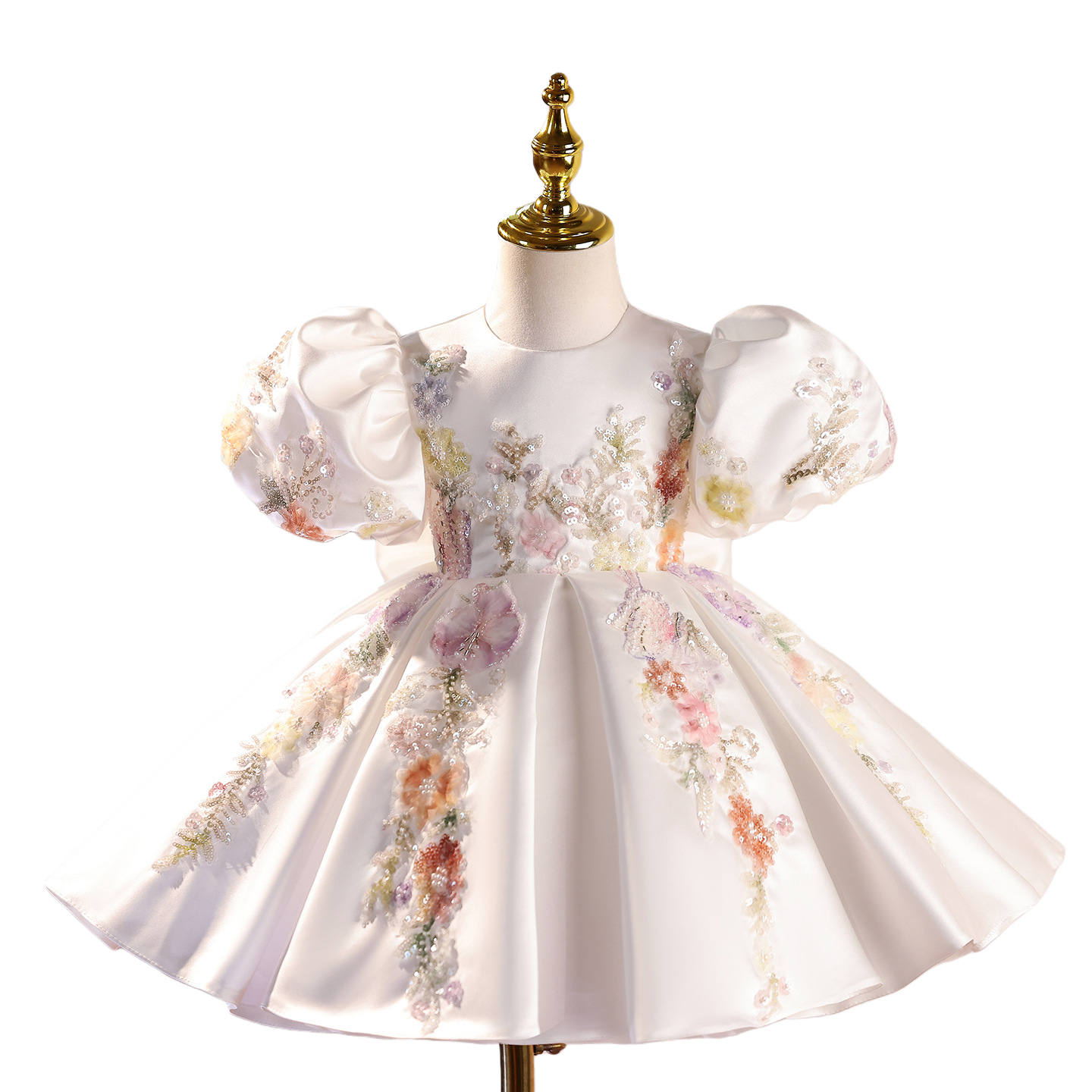 Pastel Hand-Beaded Flower Girl Dress