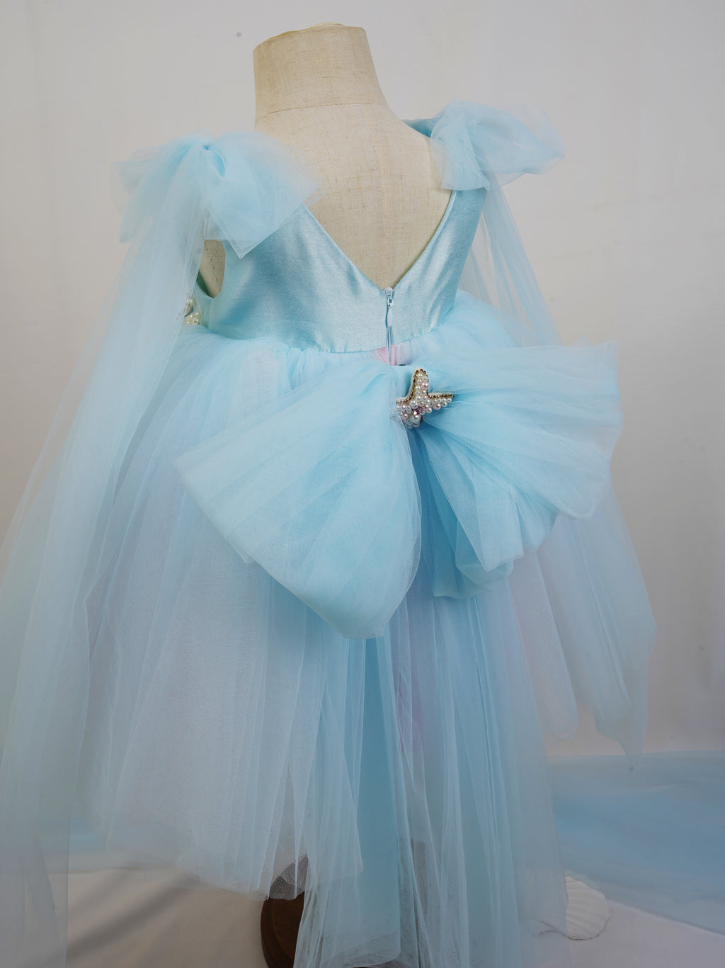 Blue Ocean Tulle Pearl Shells  Dress
