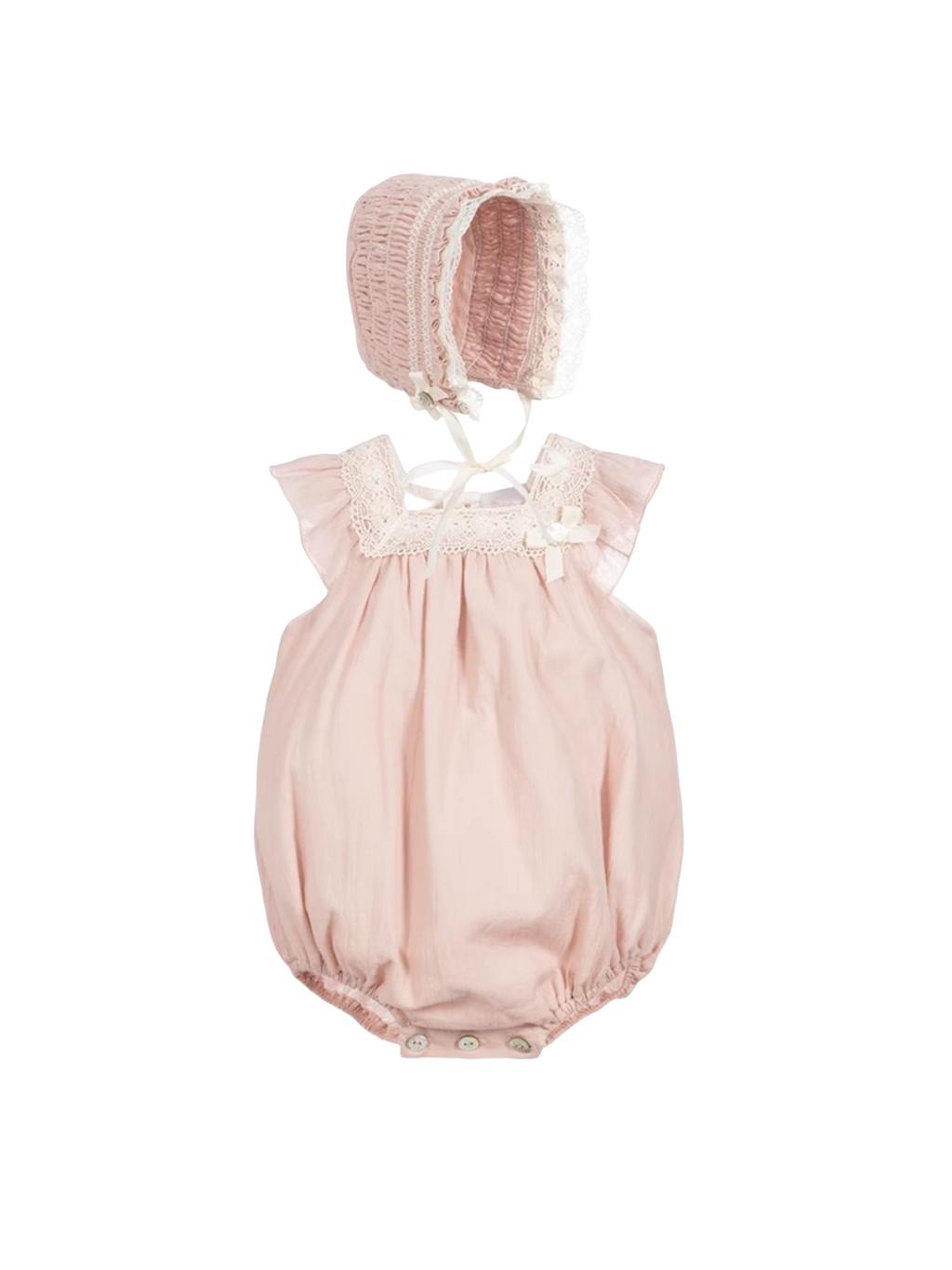 Blush Pink Newborn Romper & Bonnet Set
