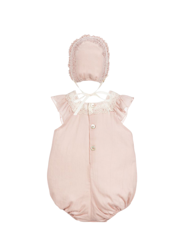 Blush Pink Newborn Romper & Bonnet Set