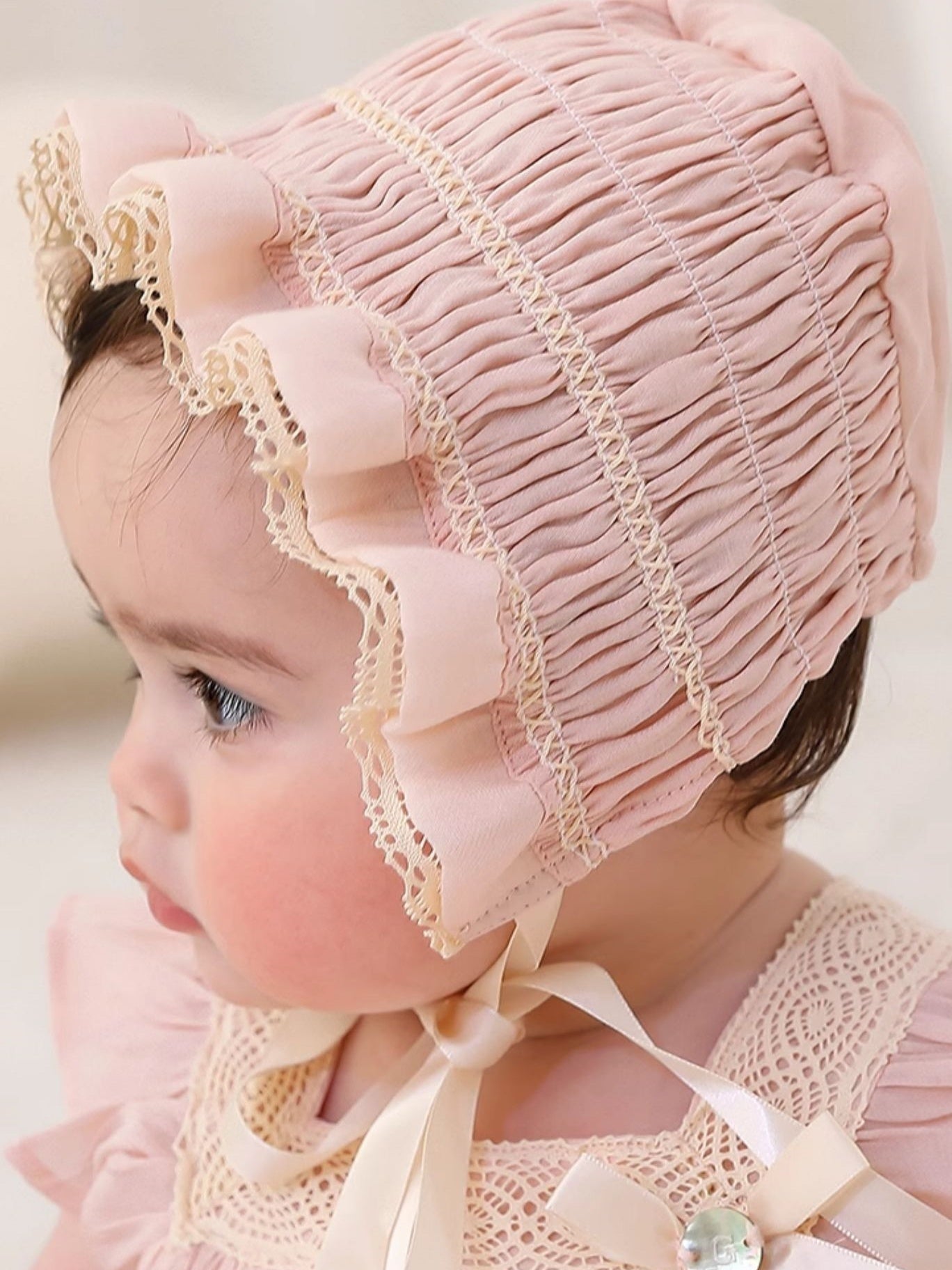 Blush Pink Newborn Romper & Bonnet Set