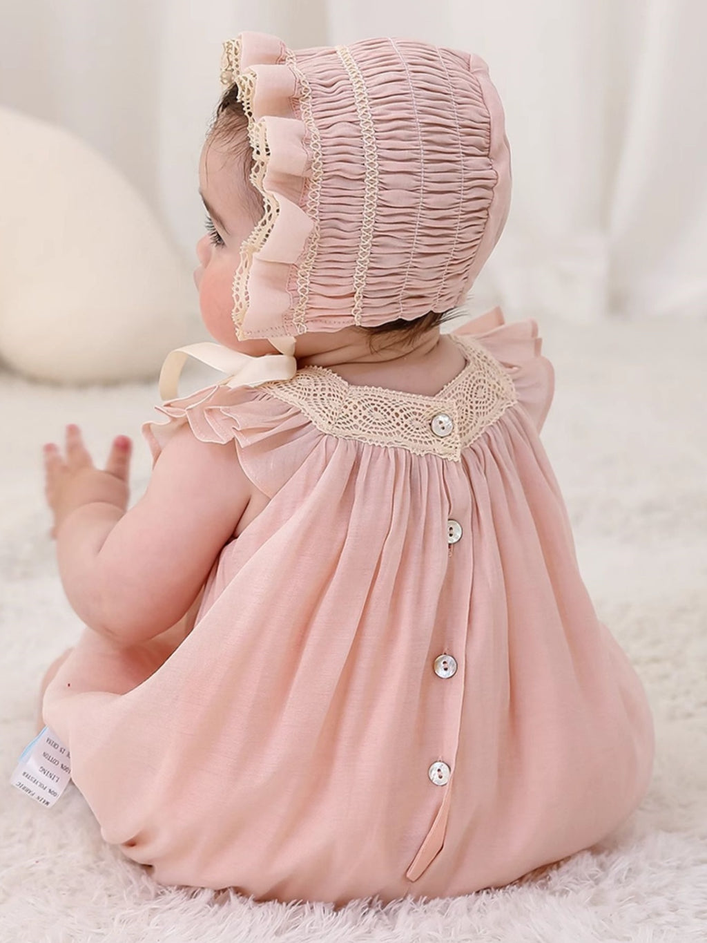 Blush Pink Newborn Romper & Bonnet Set