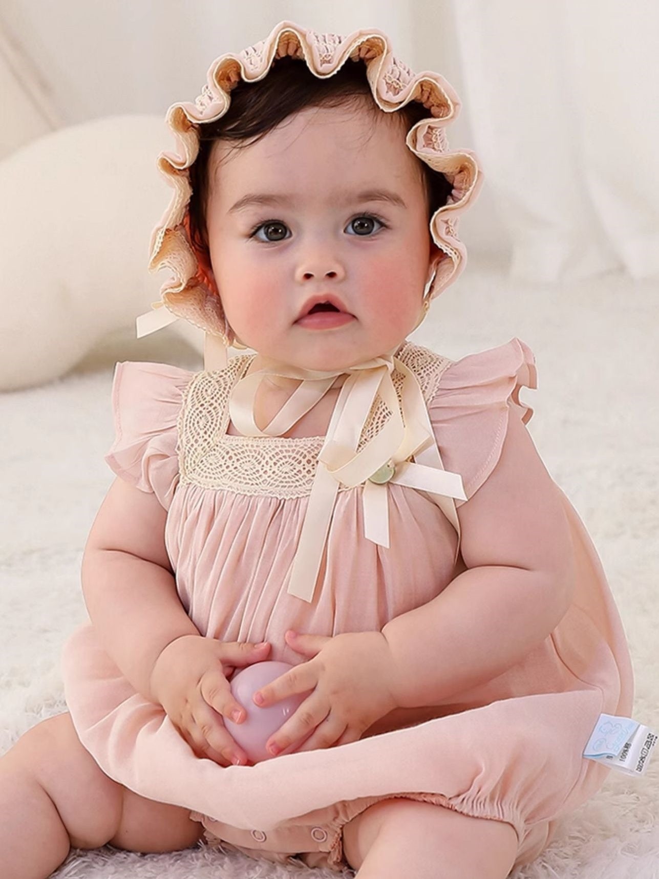 Blush Pink Newborn Romper & Bonnet Set