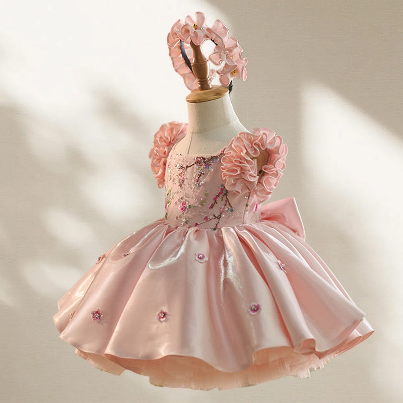 Ruffle Princess Birthday Dress with Big Bow