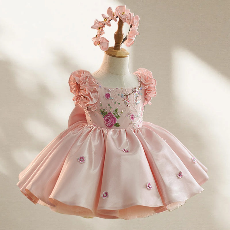 Ruffle Princess Birthday Dress with Big Bow