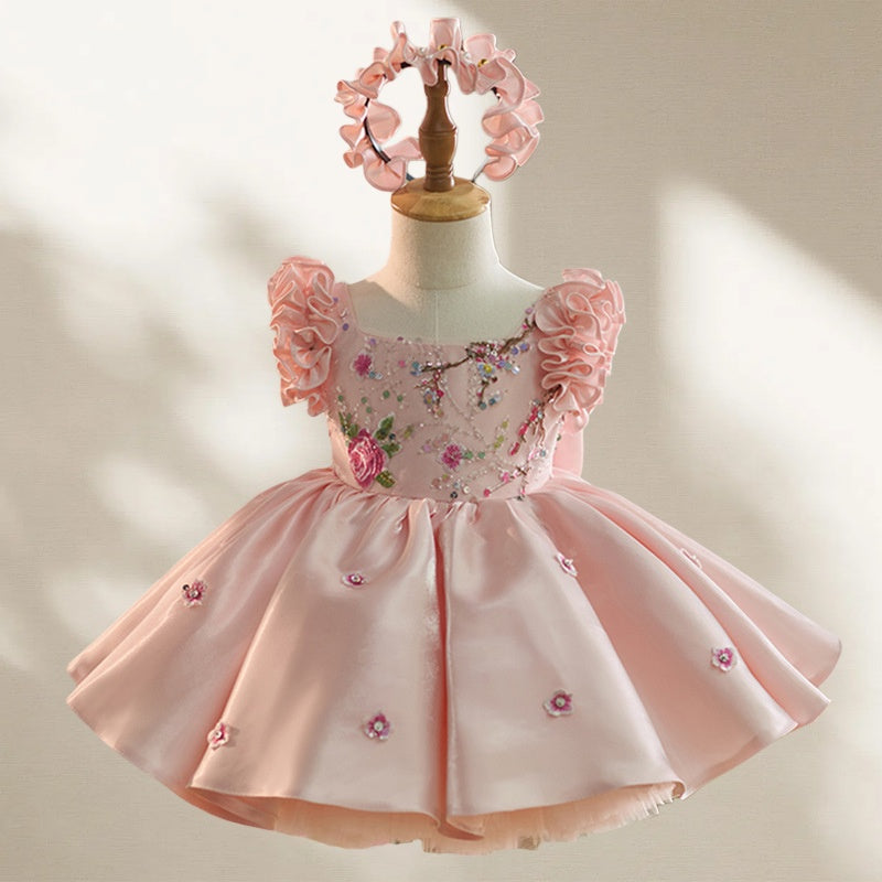 Ruffle Princess Birthday Dress with Big Bow
