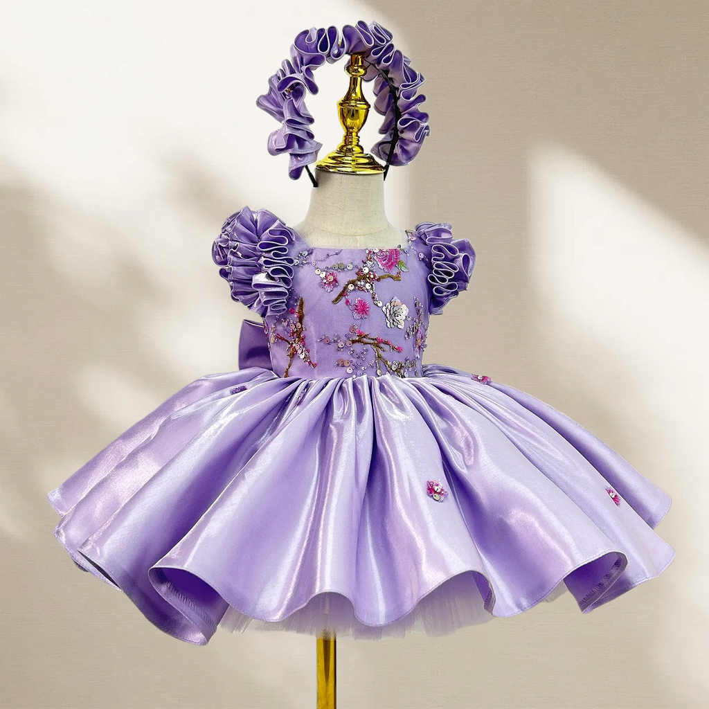 Ruffle Princess Birthday Dress with Big Bow