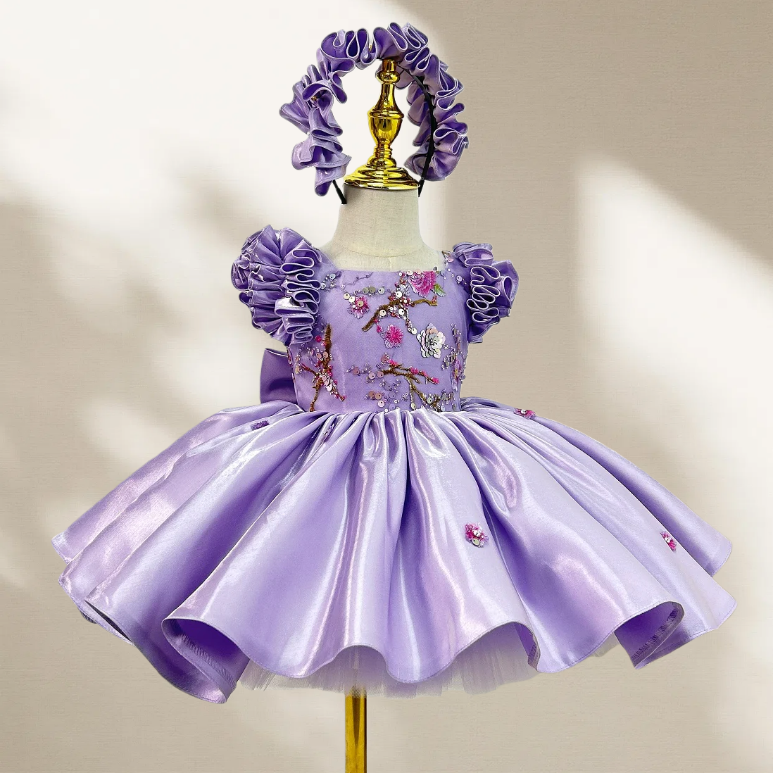 Ruffle Princess Birthday Dress with Big Bow
