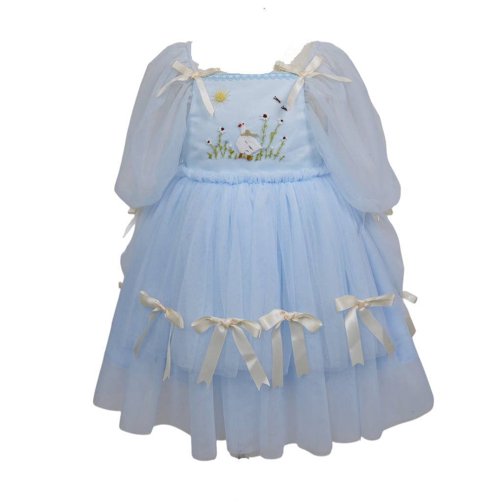 Light Blue Silly Goose Embroidered Dress Pro Order