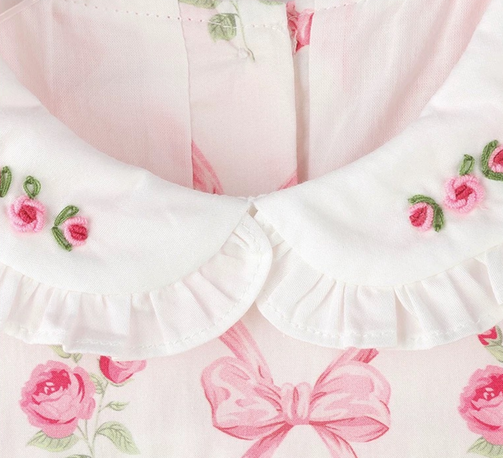 Vintage Rose Smocked Cotton Dress & Bloomer Set