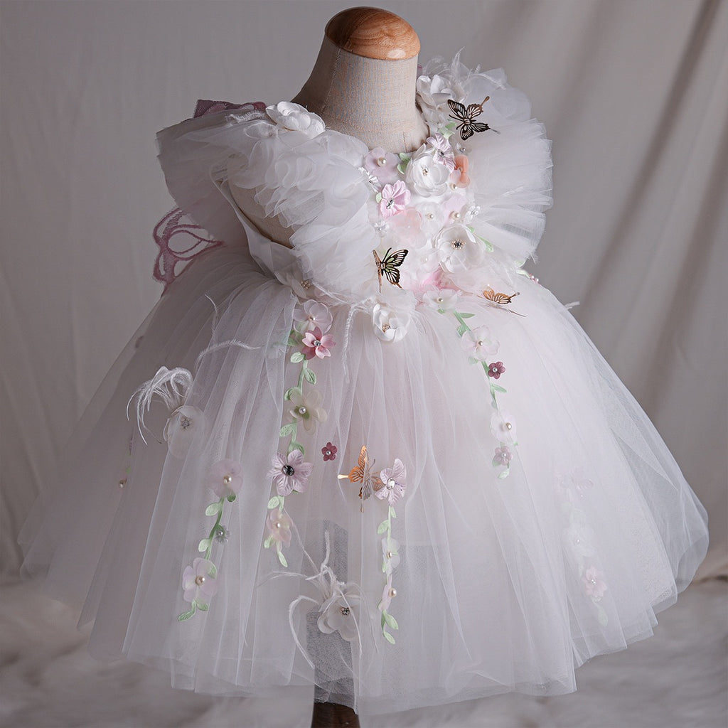 White Fairy 3D Floral Tulle Dress