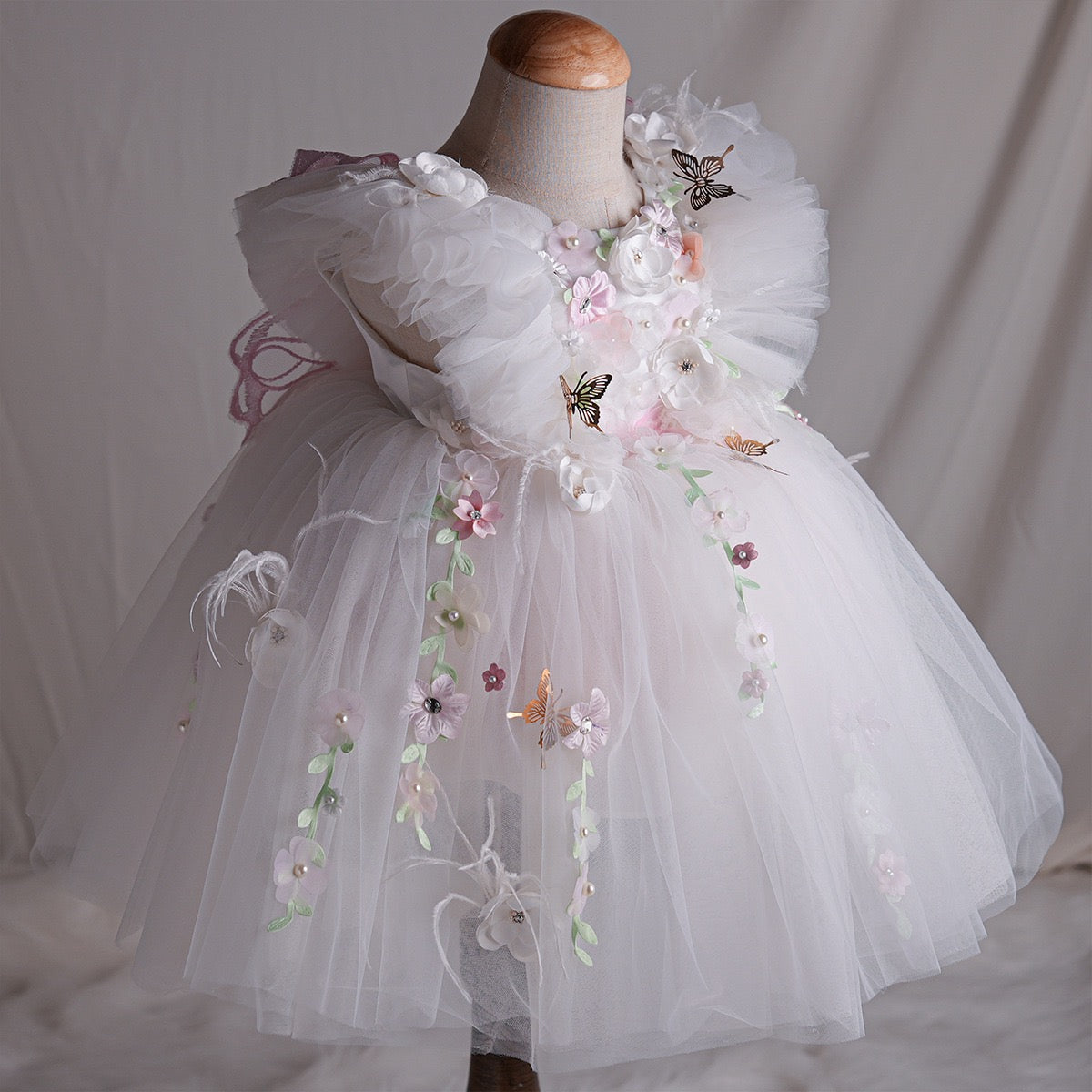 White Fairy 3D Floral Tulle Dress