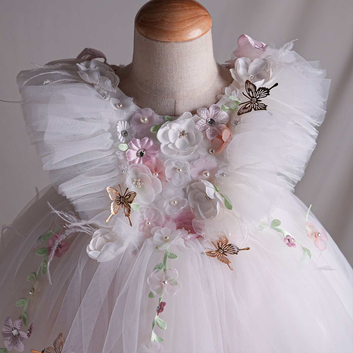 White Fairy 3D Floral Tulle Dress