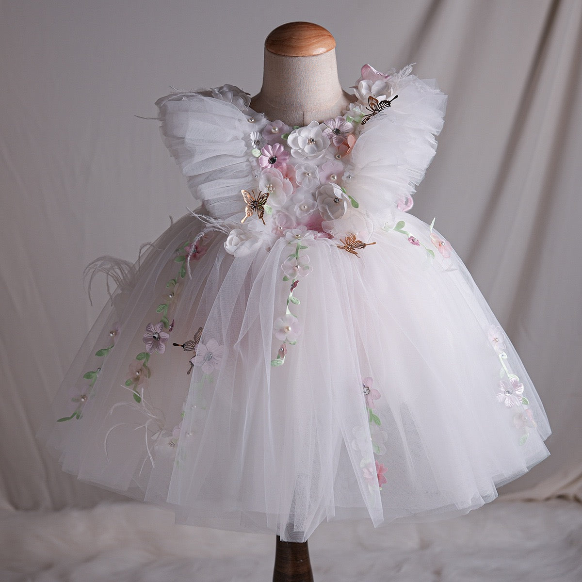 White Fairy 3D Floral Tulle Dress