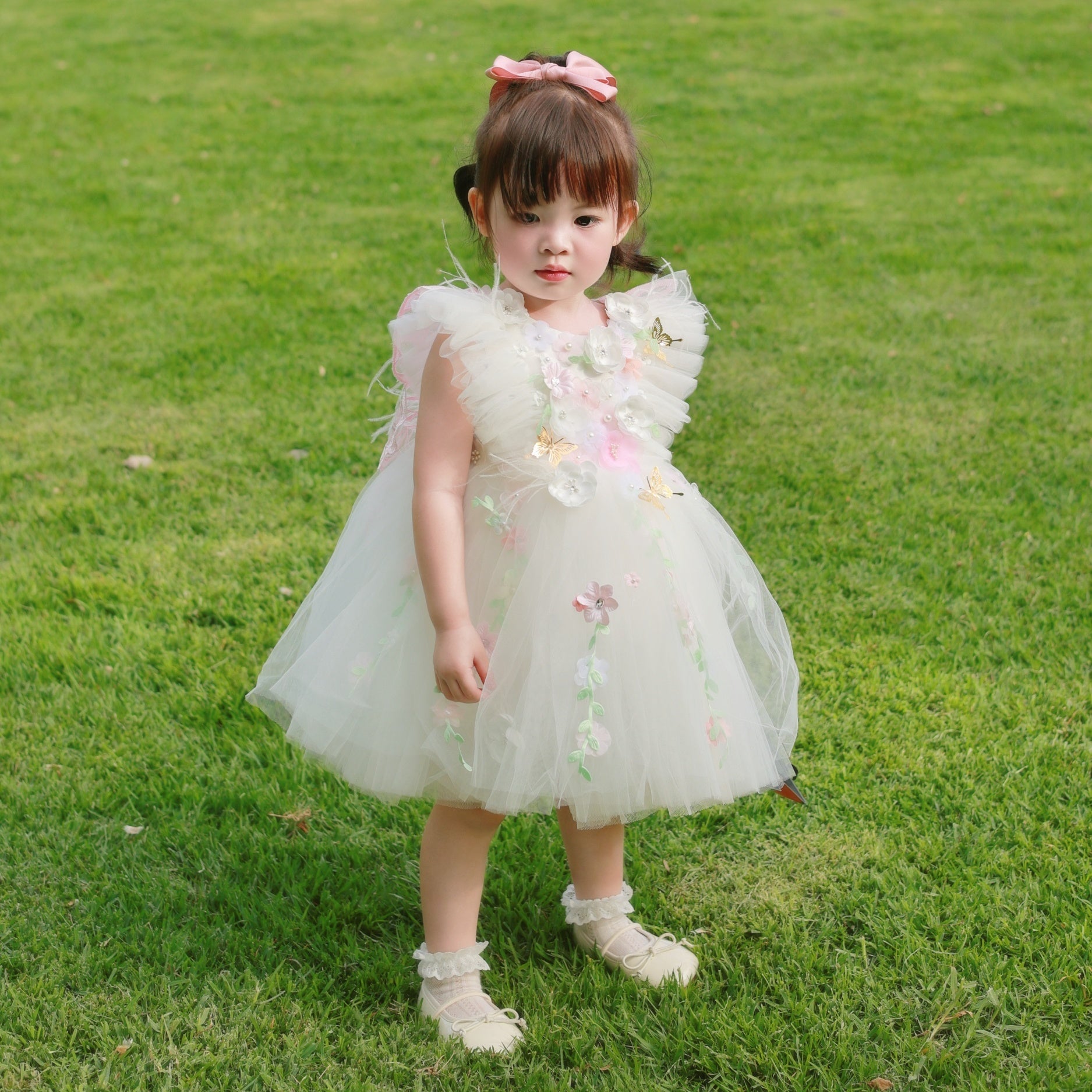 White Fairy 3D Floral Tulle Dress