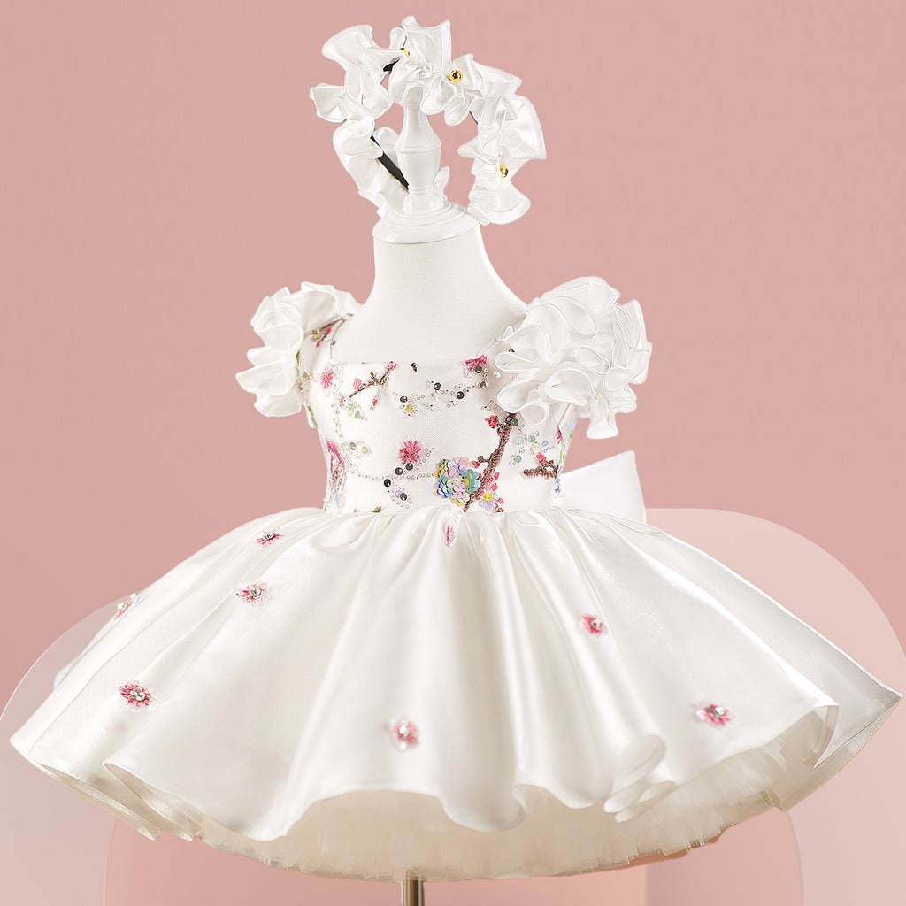 Ruffle Princess Birthday Dress with Big Bow