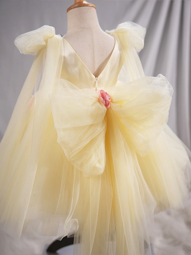 Yellow 3D Floral Fairy Tulle Dress