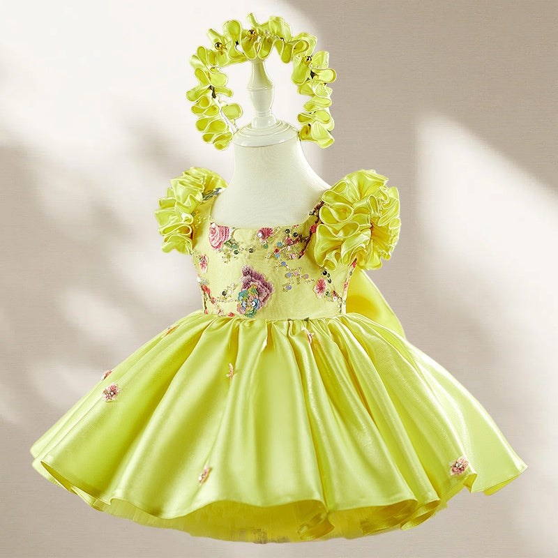 Ruffle Princess Birthday Dress with Big Bow