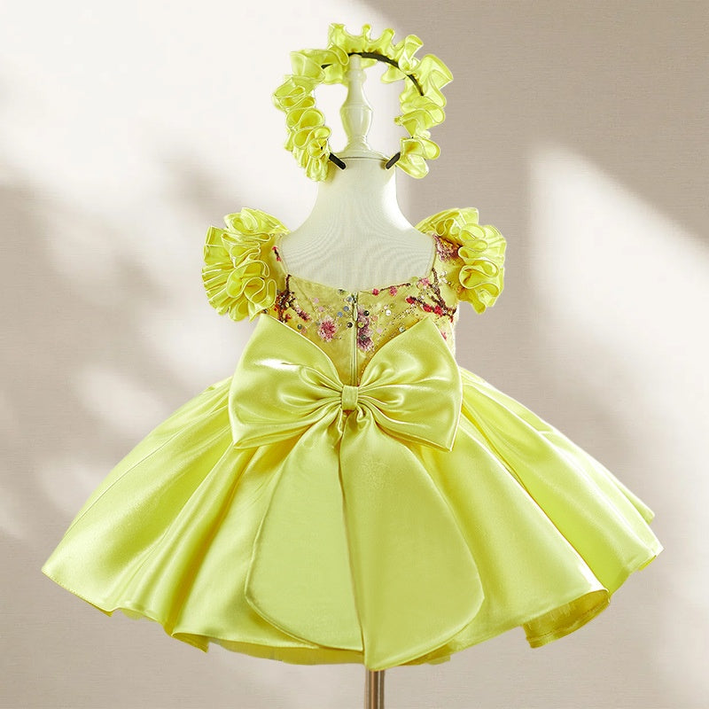 Ruffle Princess Birthday Dress with Big Bow