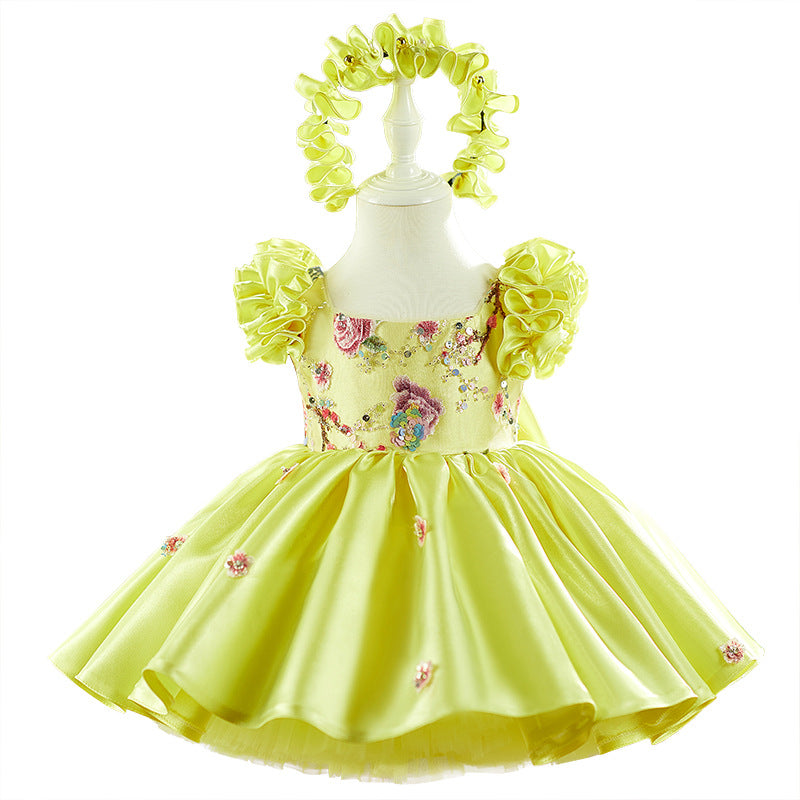 Ruffle Princess Birthday Dress with Big Bow