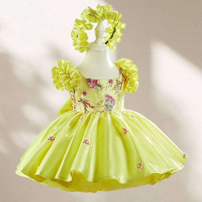 Ruffle Princess Birthday Dress with Big Bow